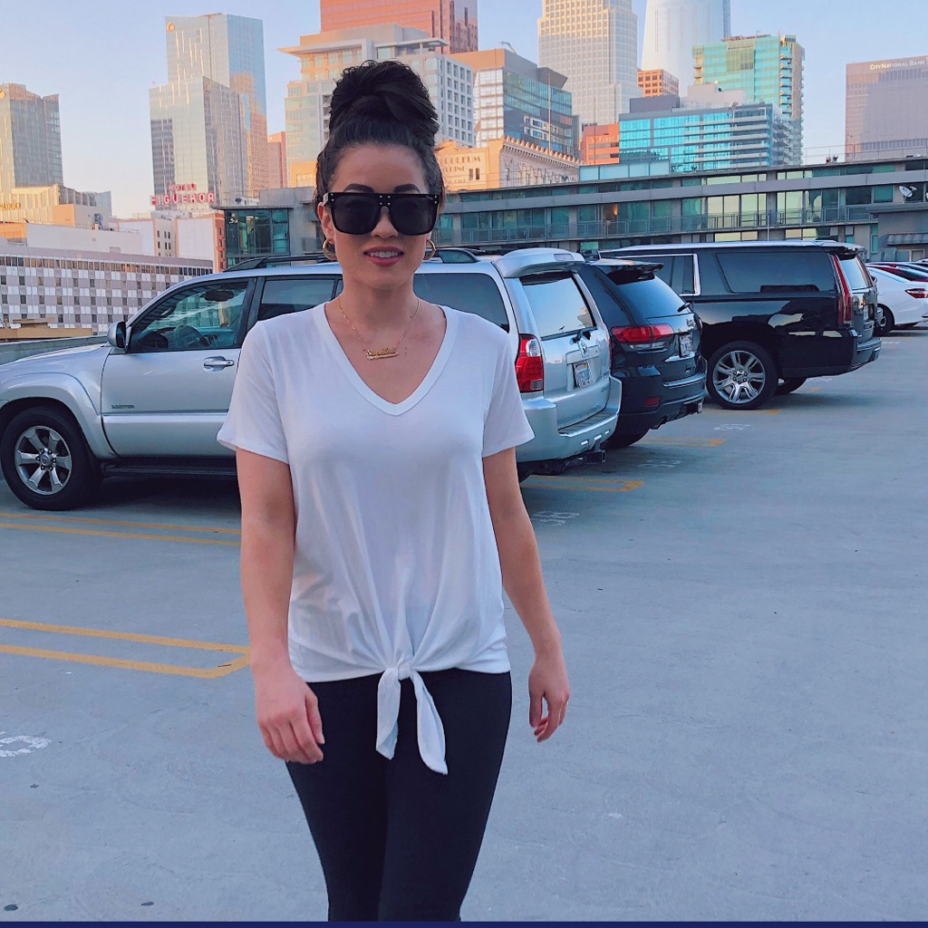 White Tee V-Neck Tie Shirt
